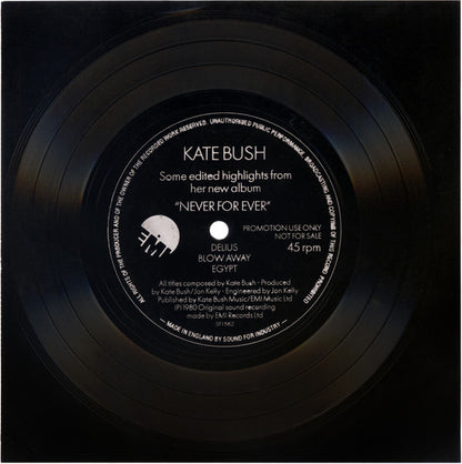 Kate Bush : Some Edited Highlights From Her New Album "Never For Ever" (Flexi, 7", Shape, S/Sided, Promo, Unc)