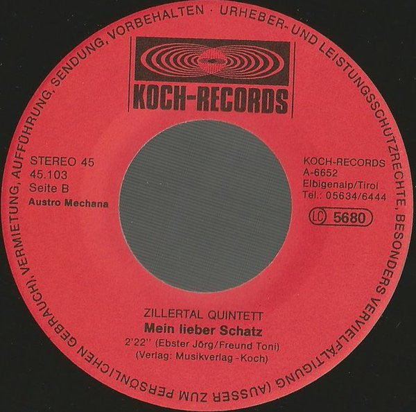 Zillertal Quintett : Wir Sind Tirolerleut (7", Single)