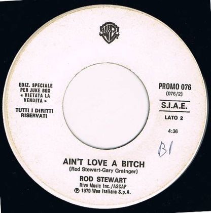 Neil Young / Rod Stewart : Comes A Time / Ain't Love A Bitch (7", Single, Jukebox, Promo)