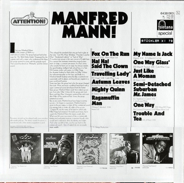 Manfred Mann : Attention! Manfred Mann! (LP, Comp, RE)