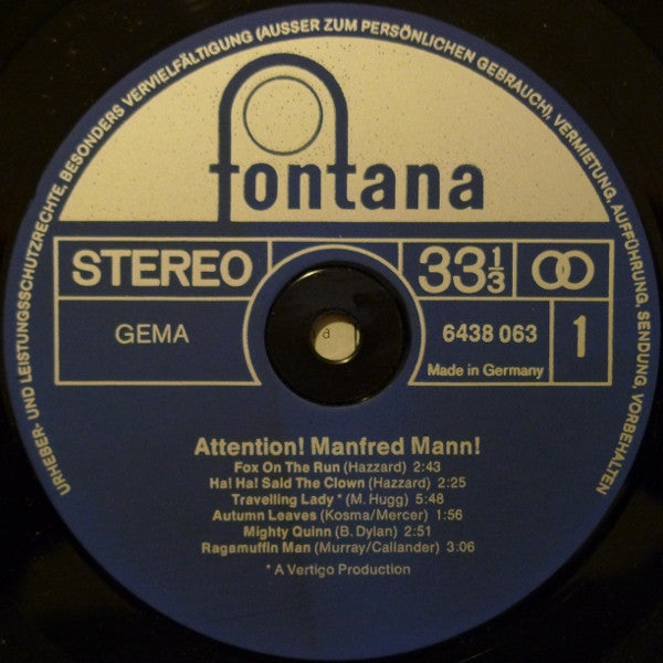 Manfred Mann : Attention! Manfred Mann! (LP, Comp, RE)
