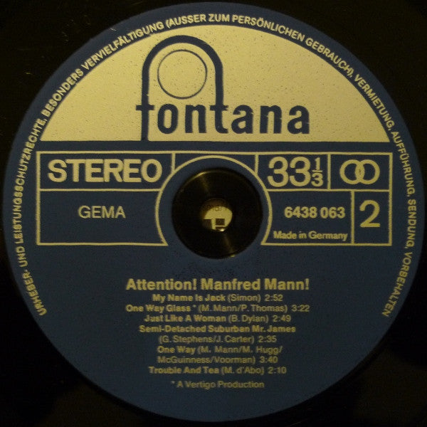 Manfred Mann : Attention! Manfred Mann! (LP, Comp, RE)