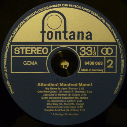 Manfred Mann : Attention! Manfred Mann! (LP, Comp, RE)