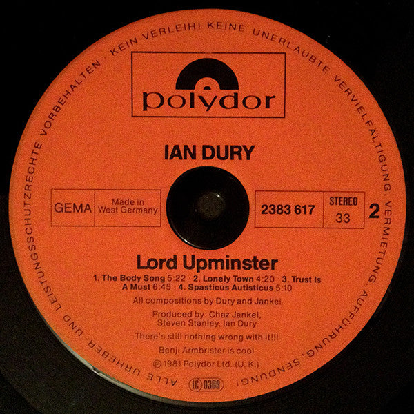 Ian Dury : Lord Upminster (LP, Album)