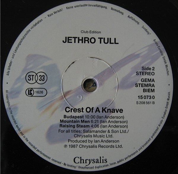 Jethro Tull : Crest Of A Knave (LP, Album, Club)