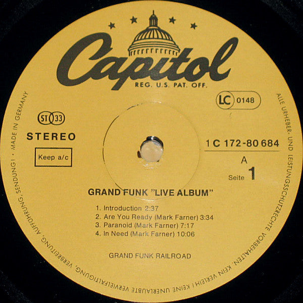 Grand Funk* : Live Album (2xLP, Album, RE)