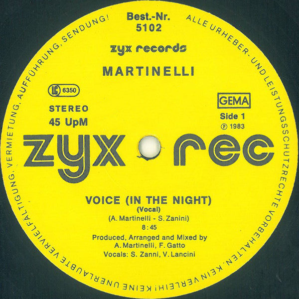 Martinelli : Voice (In The Night) (12")