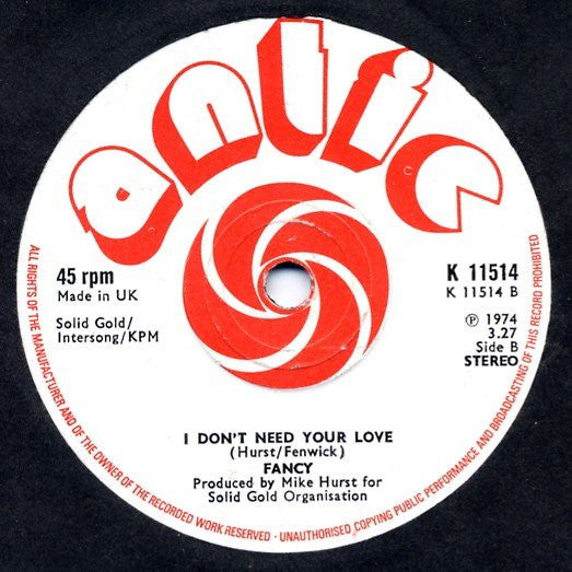 Fancy (3) : Touch Me (7", Single, Sol)
