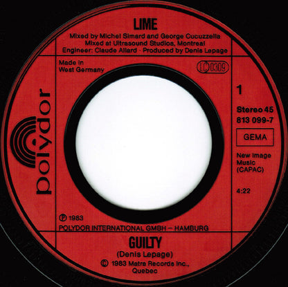 Lime (2) : Guilty (7", Single)