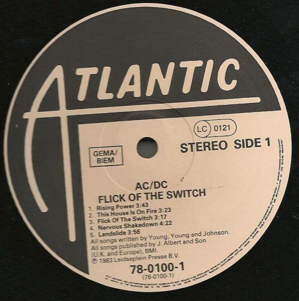 AC/DC : Flick Of The Switch (LP, Album, RP)