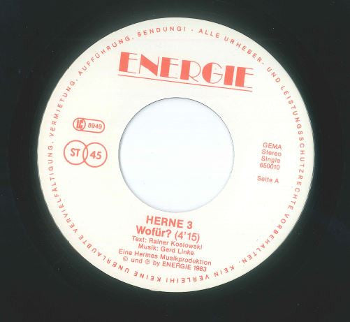 Rainer Koslowski's Herne 3* : Wofür? (7", Single)