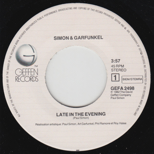 Simon & Garfunkel : Late In The Evening (7", Single)