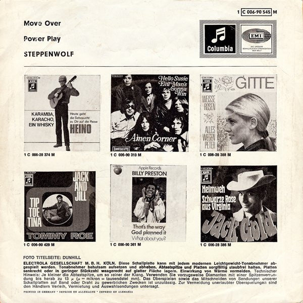 Steppenwolf : Move Over / Power Play (7", Single, Mono)