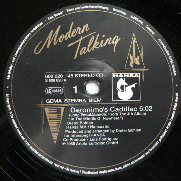 Modern Talking : Geronimo's Cadillac (12", Maxi)