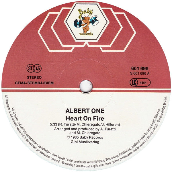 Albert One : Heart On Fire (12", Maxi)