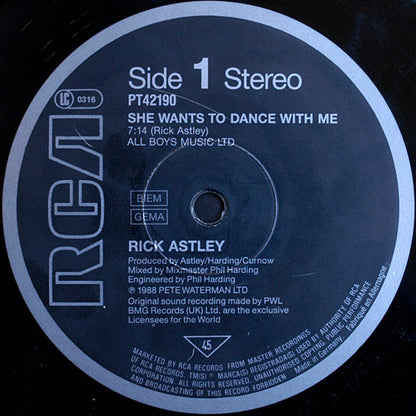 Rick Astley : She Wants To Dance With Me (12", Maxi)
