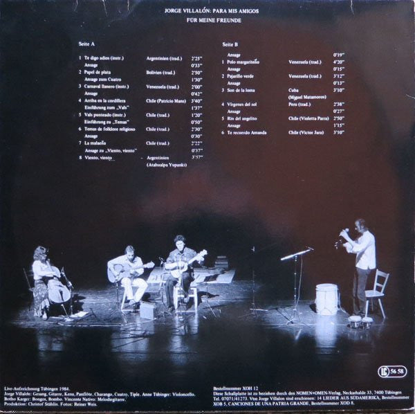 Jorge Villalón : Para Mis Amigos (Live) (LP, Album)