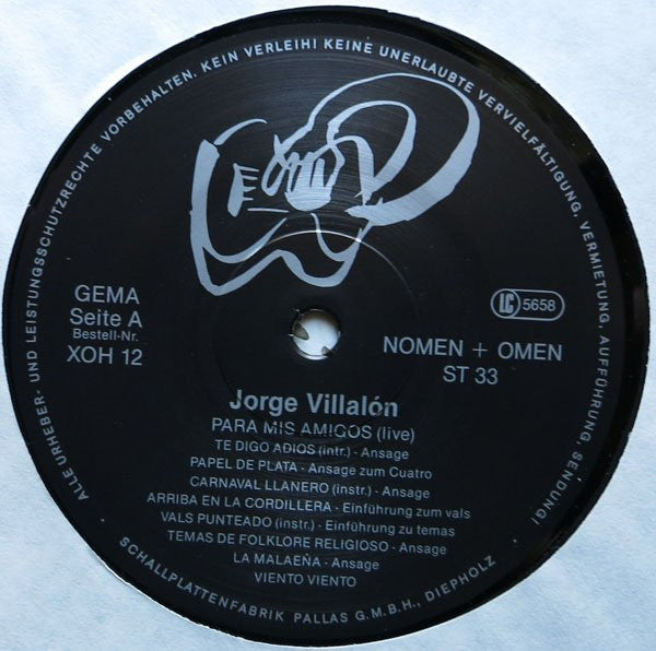Jorge Villalón : Para Mis Amigos (Live) (LP, Album)