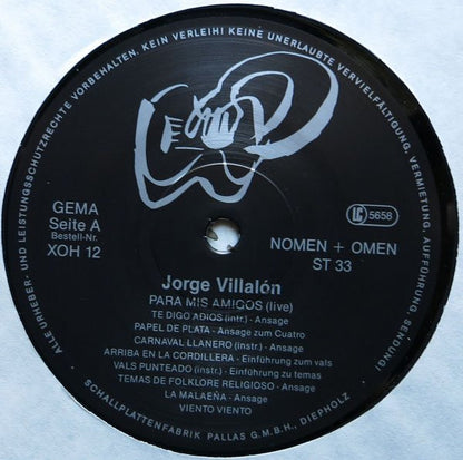 Jorge Villalón : Para Mis Amigos (Live) (LP, Album)