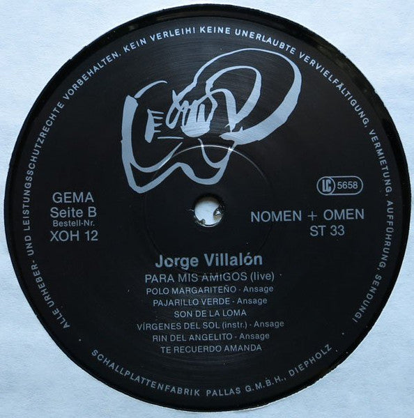 Jorge Villalón : Para Mis Amigos (Live) (LP, Album)