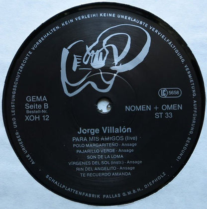 Jorge Villalón : Para Mis Amigos (Live) (LP, Album)