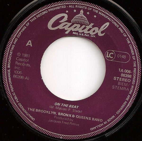 The Brooklyn, Bronx & Queens Band : On The Beat (7", Single)
