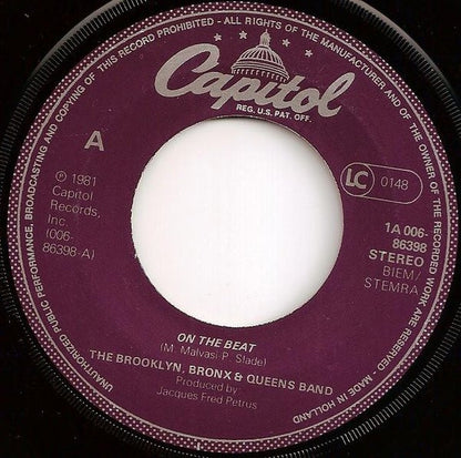 The Brooklyn, Bronx & Queens Band : On The Beat (7", Single)