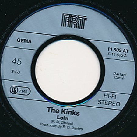 The Kinks : Lola /  Sunny Afternoon  (7", Single, RE, Sil)