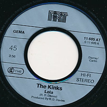 The Kinks : Lola /  Sunny Afternoon  (7", Single, RE, Sil)