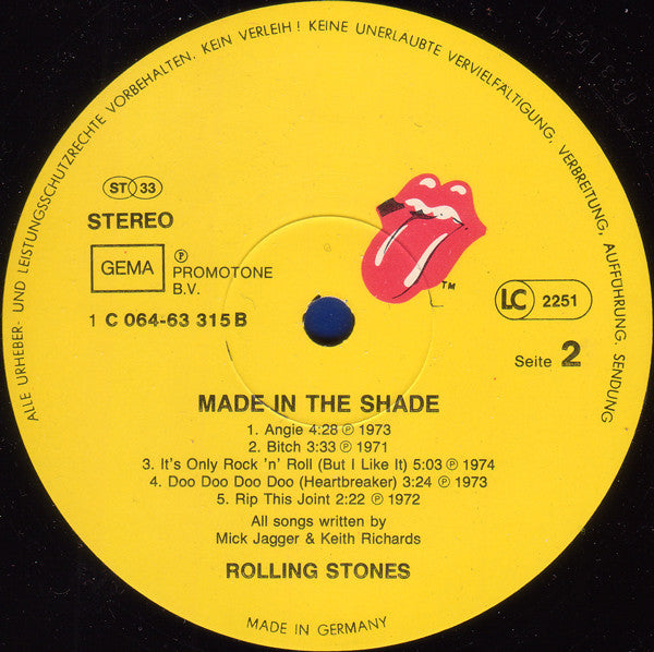 The Rolling Stones : Made In The Shade (LP, Comp, RE)