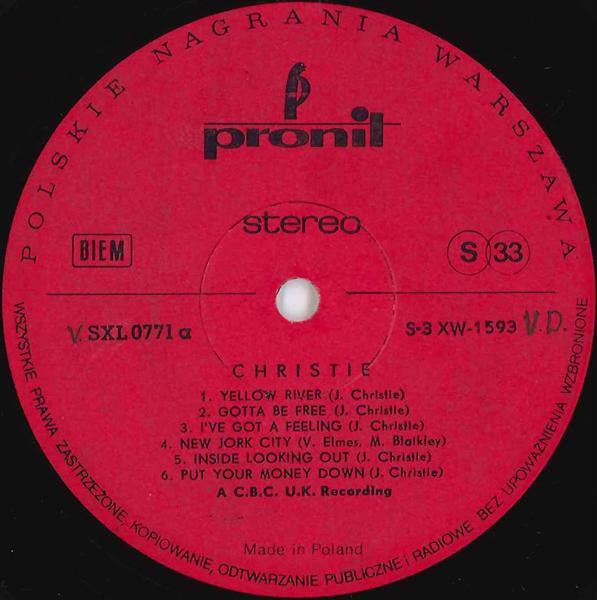 Christie : Christie (LP, Album, Red)