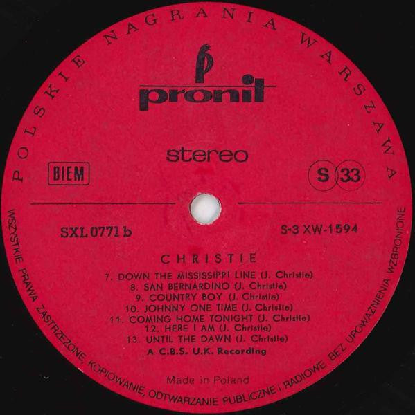 Christie : Christie (LP, Album, Red)