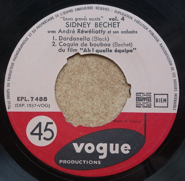 Sidney Bechet : Si Tu Vois Ma Mère (7", EP, RE, 3-p)