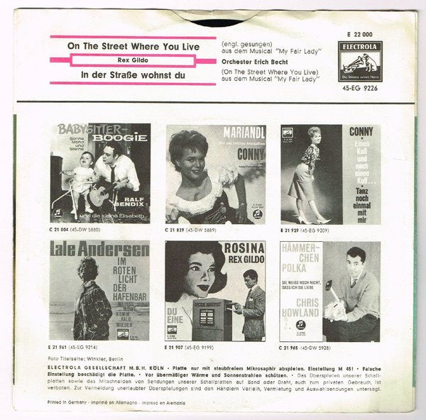 Rex Gildo : On The Street Where You Live (7")