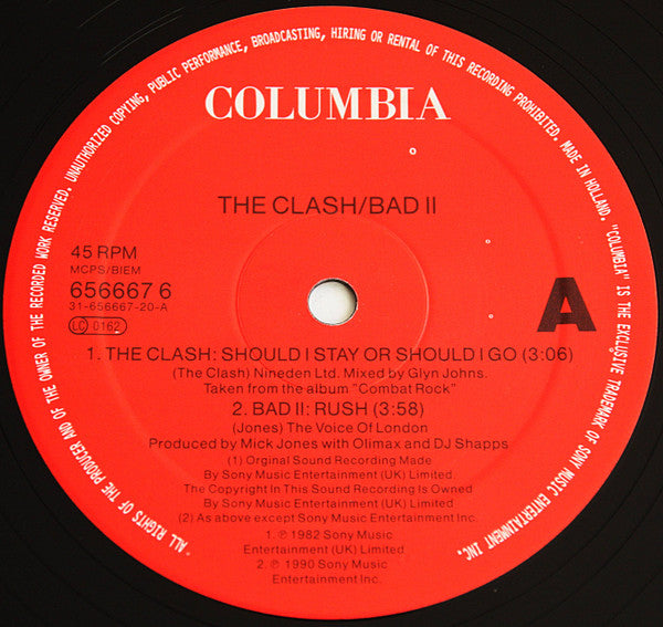 The Clash / Big Audio Dynamite II : Should I Stay Or Should I Go / Rush (12", Maxi)
