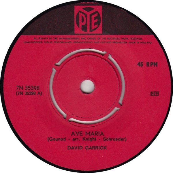 David Garrick : Ave Maria (7", Single)