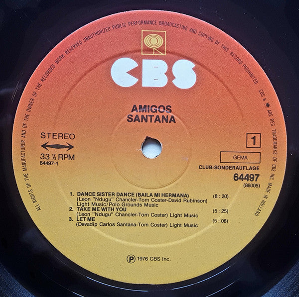 Santana : Amigos (LP, Album, Club, Gat)