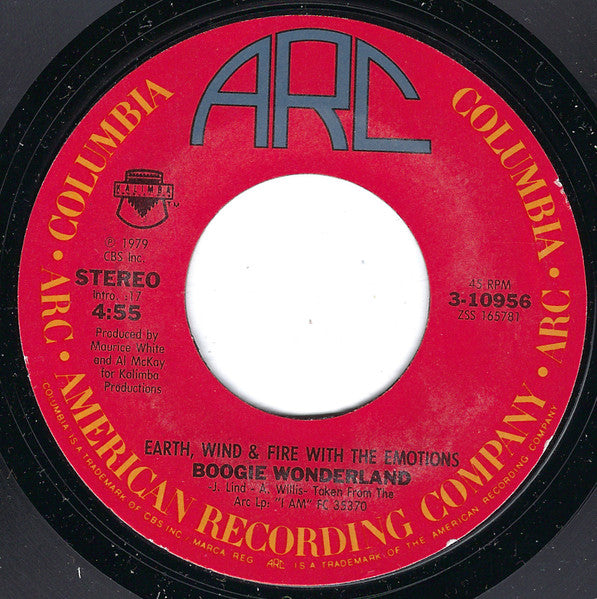 Earth, Wind & Fire With The Emotions : Boogie Wonderland (7", Single, Styrene, Pit)