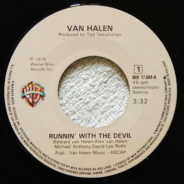 Van Halen : Runnin' With The Devil / You Really Got Me (7", Single)