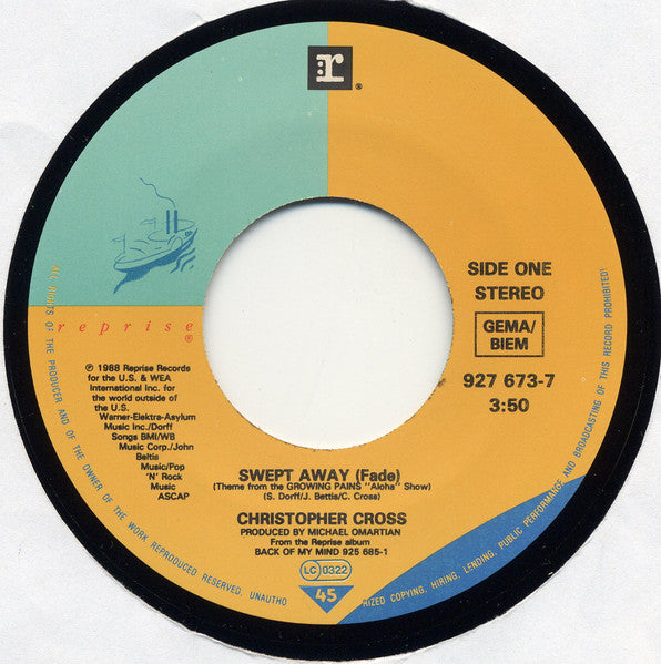Christopher Cross : Swept Away (7", Single)