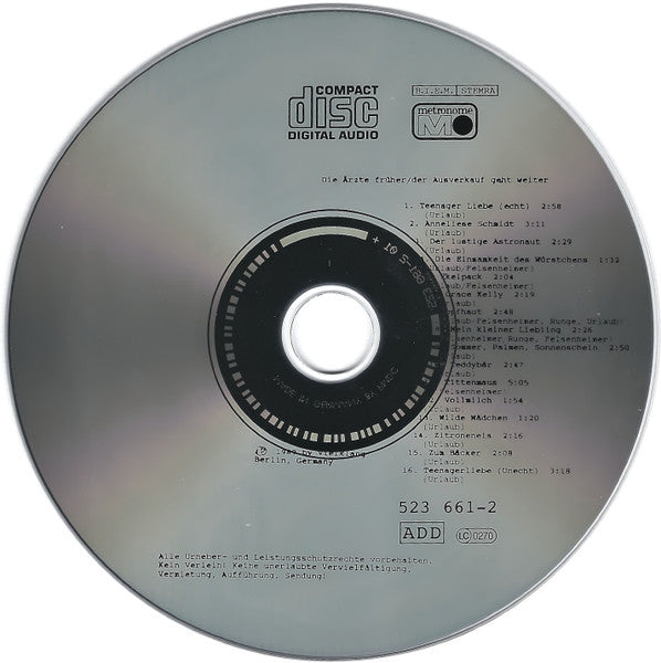 Die Ärzte : Die Ärzte Früher! (1982-'83) Der Ausverkauf* Geht Weiter! (CD, Comp, RE)