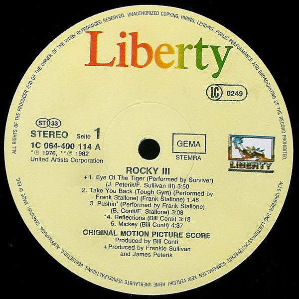 Bill Conti : Rocky III (Original Motion Picture Score) (LP, Album)