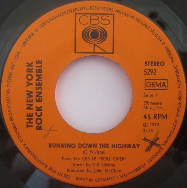 The New York Rock Ensemble : Running Down The Highway (7", Single)