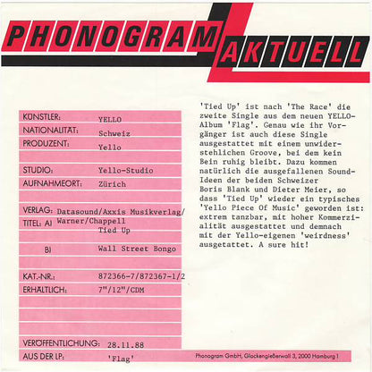 Yello : Tied Up (7", Single, DMM)
