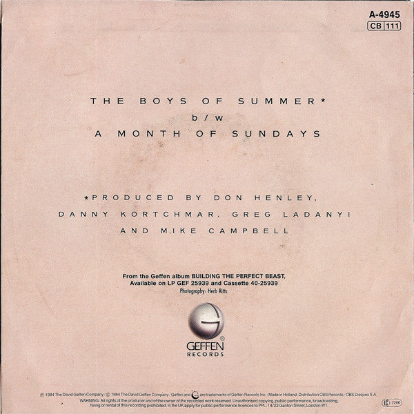 Don Henley : The Boys Of Summer (7", Single)