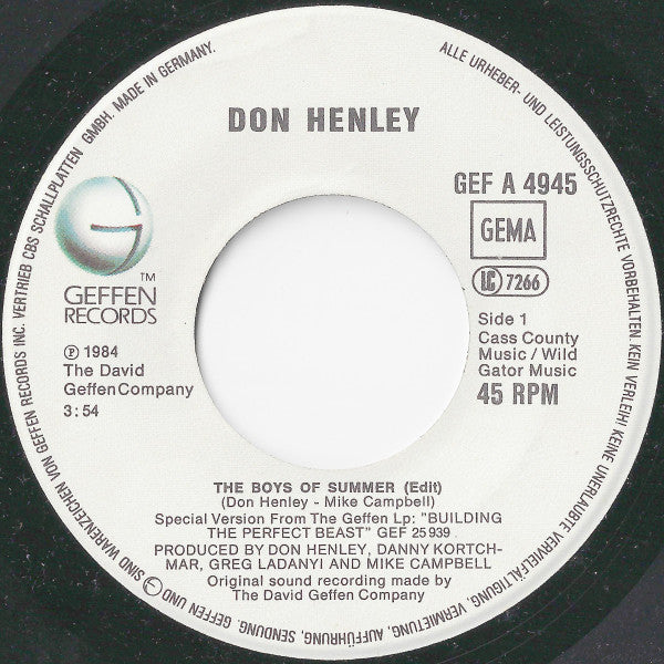 Don Henley : The Boys Of Summer (7", Single)
