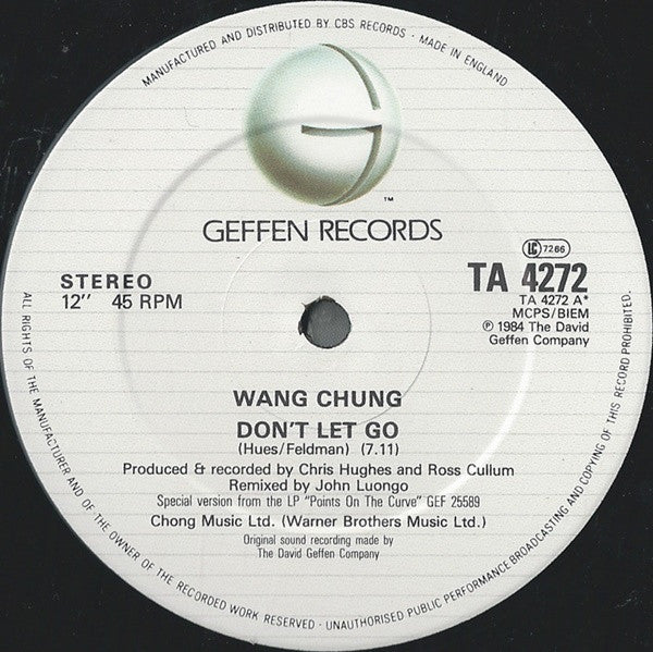 Wang Chung : Don't Let Go (Extended Remix) (12")