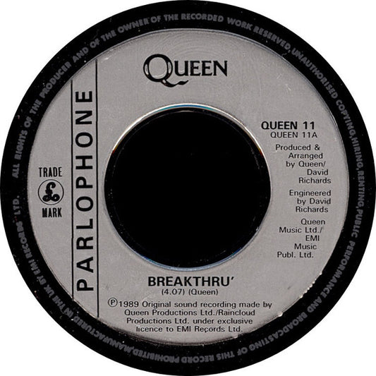 Queen : Breakthru (7", Single, Sil)