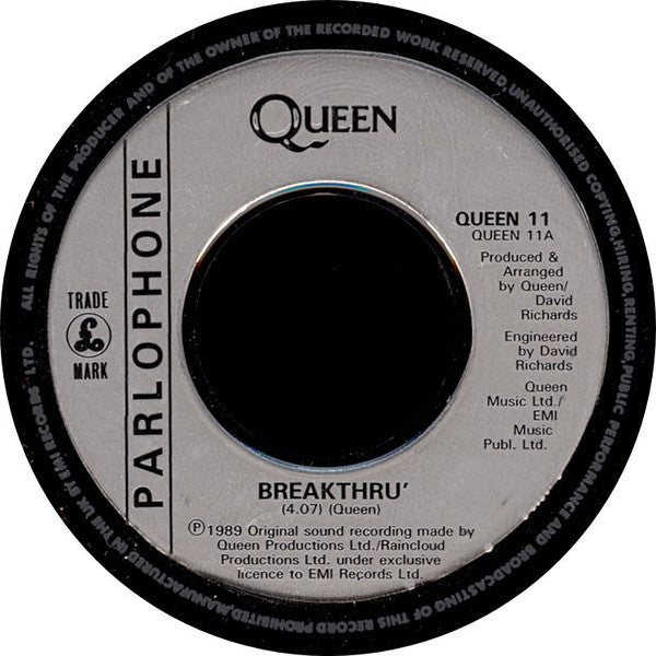 Queen : Breakthru (7", Single, Sil)