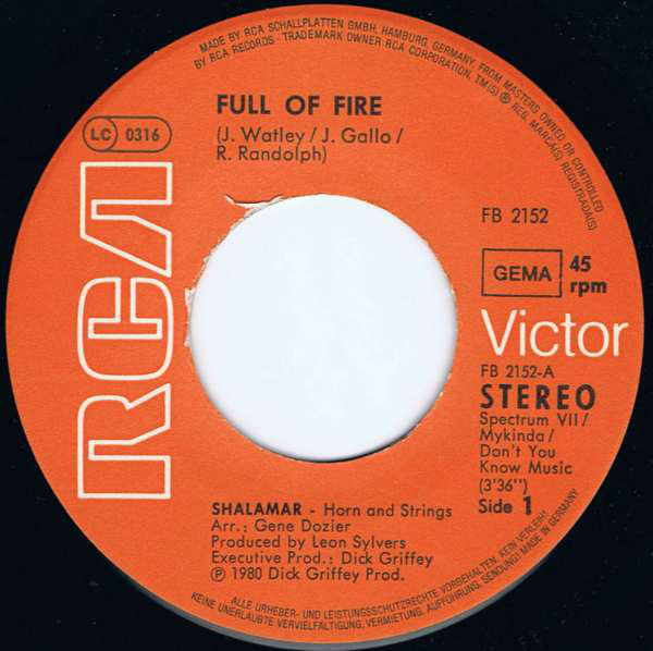 Shalamar : Full Of Fire (7", Single)